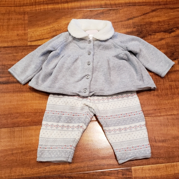 Janie and Jack EUC 3-6 months fair isle sweater set, bodysuit, hat and socks - Picture 2 of 15